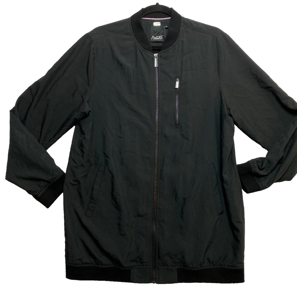 Nanette Lepore Bomber Jacket Womens M Black Oversized Satin Japan Bird Floral